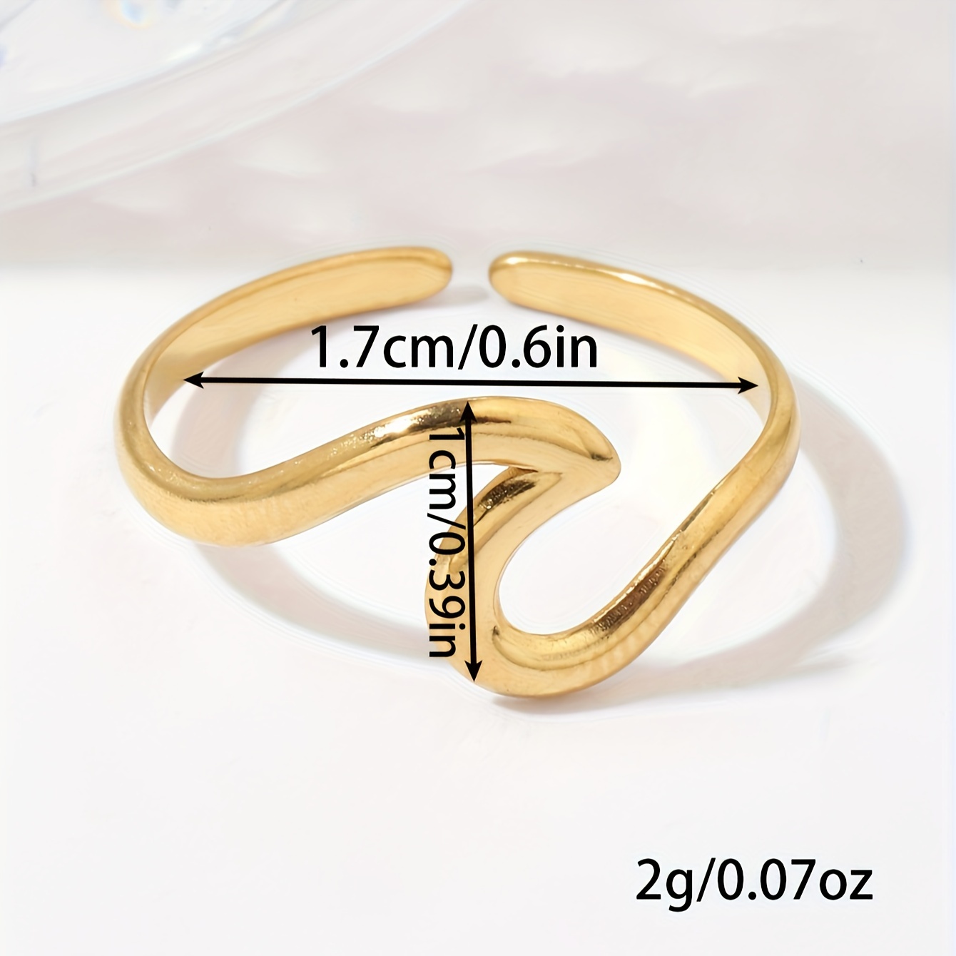 Wave Inspired Stainless Steel Open Ring for Women